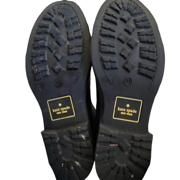 KATE SPADE  PAMELA Rain Moto Black Size 11 Rubber Bow Gold Buckles Ankle Pull On - Picture 6 of 10